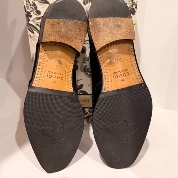 GUCCI Sylvie Web brogue leather Oxford Dress shoes Black 8.5/9 Excellent main image 6